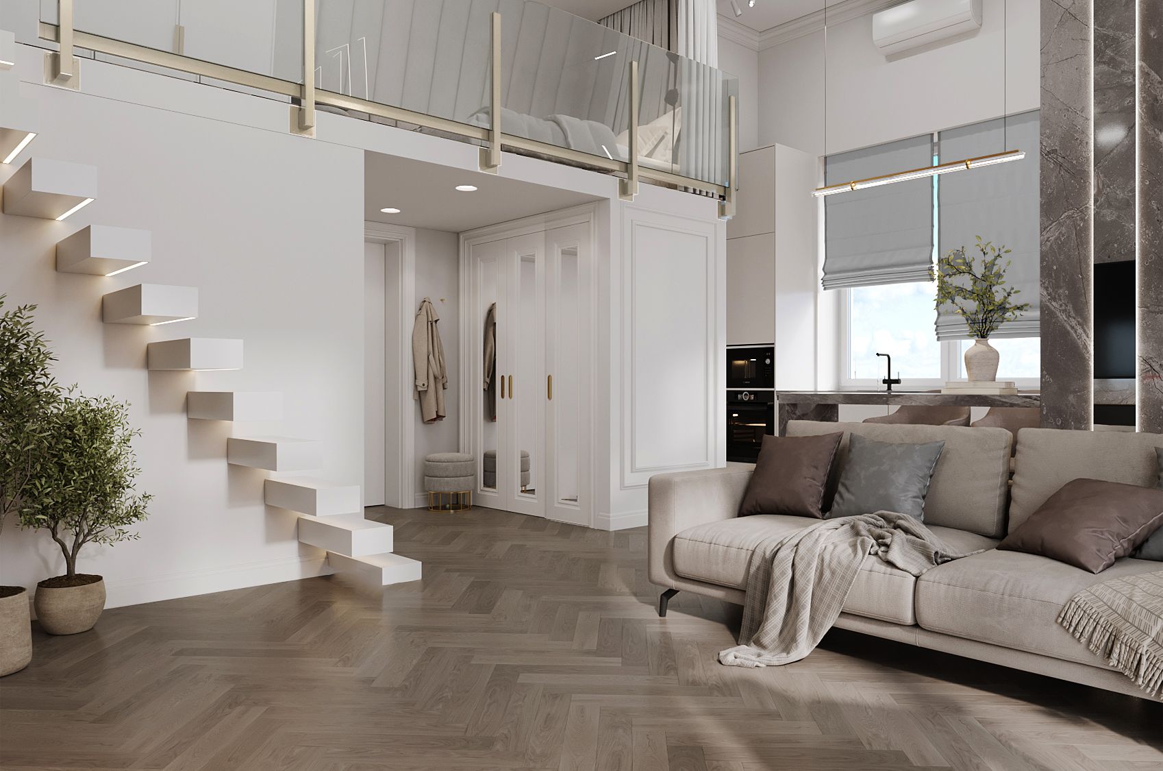 Дизайн двухуровневой квартиры студии