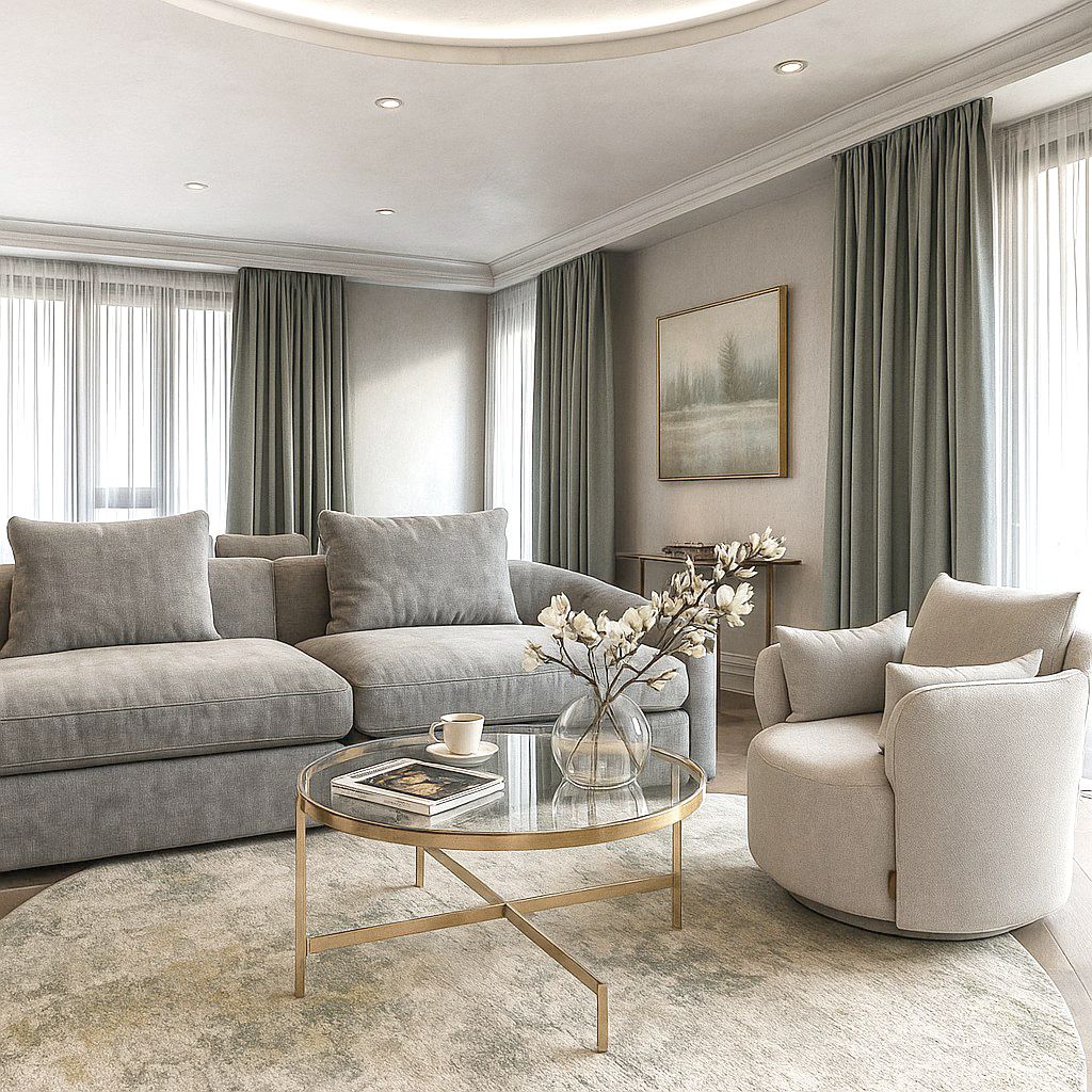 дизайн гостиной в мятных тонах жк Sky Hous