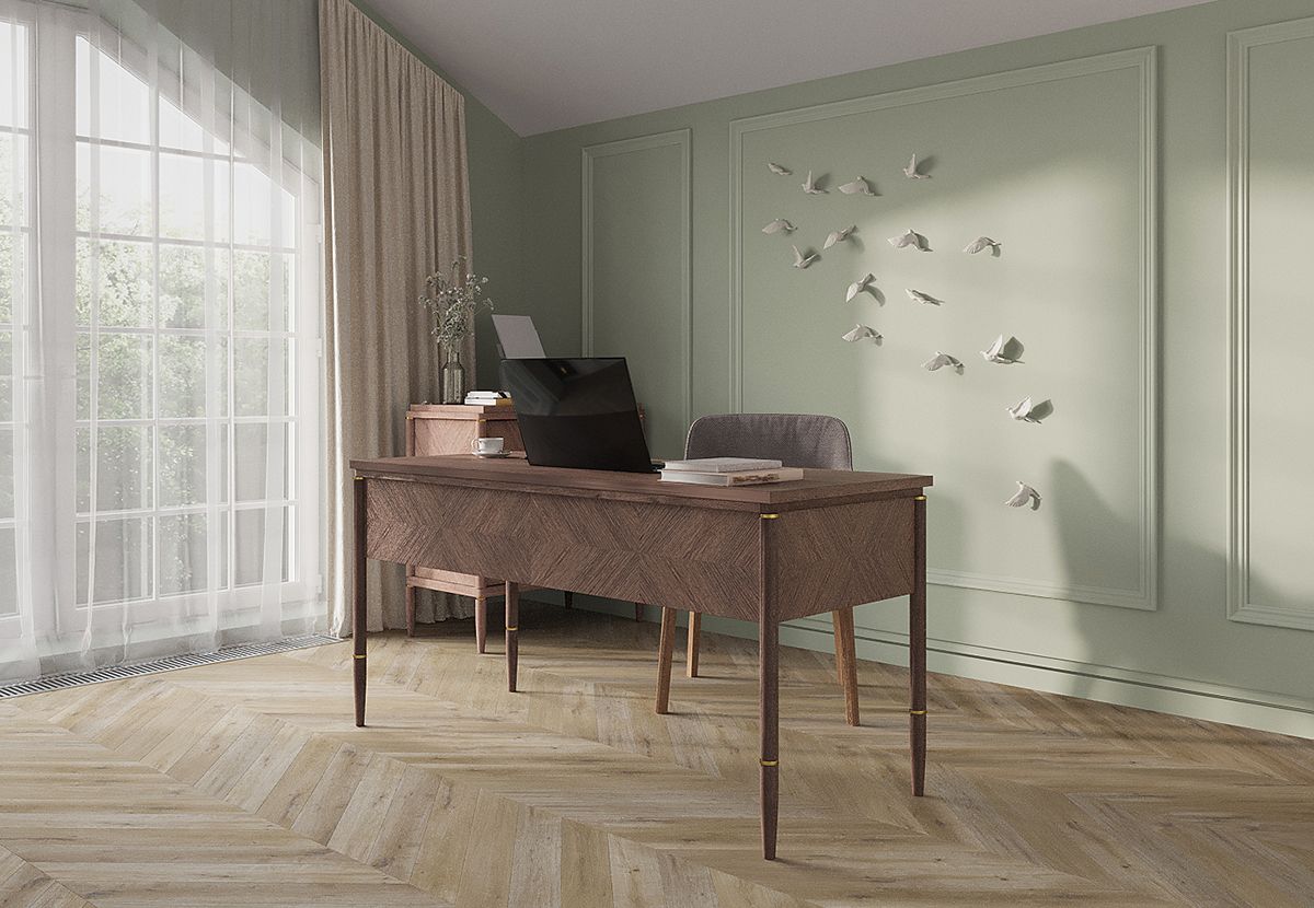 Дизайн интерьера домашнего кабинета в мятных тонах 