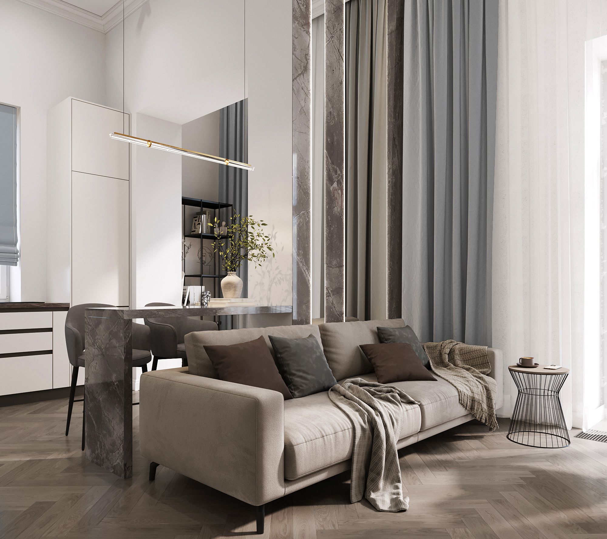 Дизайн двухуровневой квартиры студии