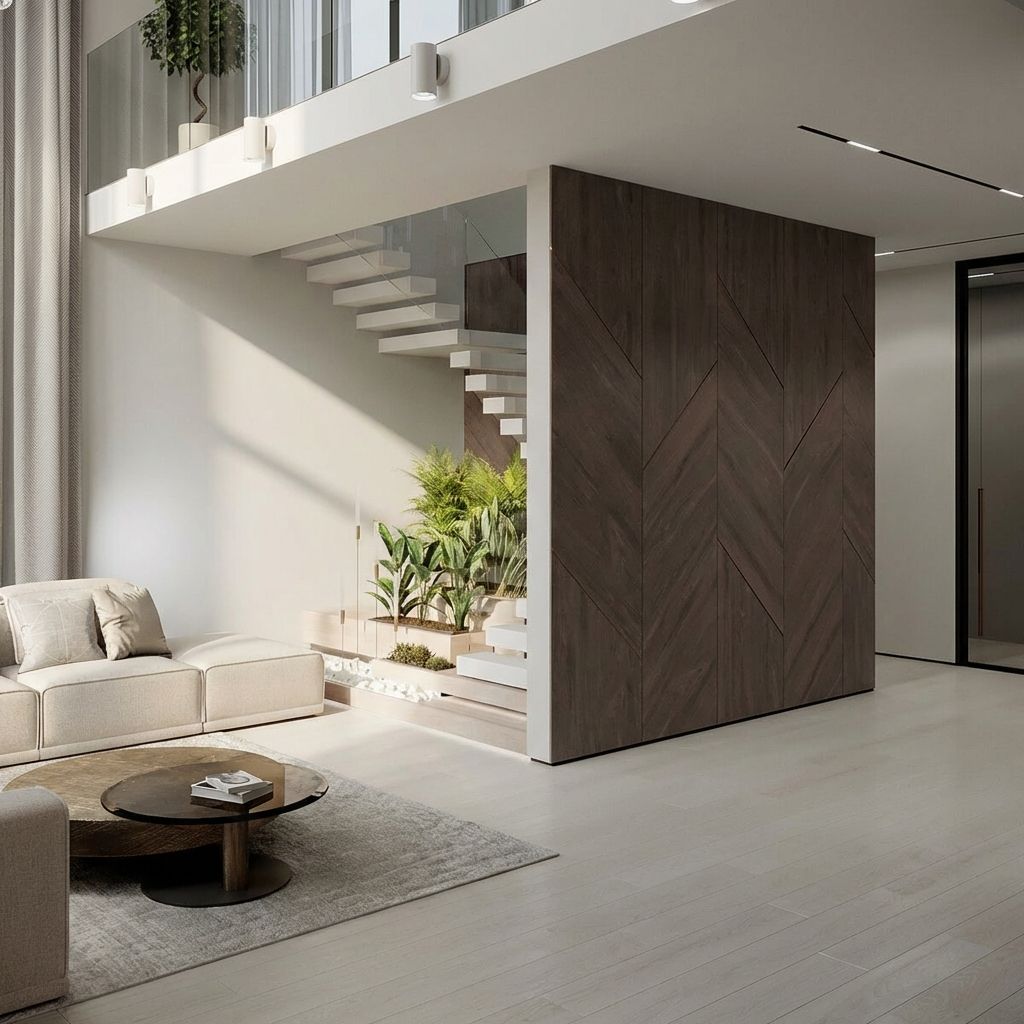 Дизайн лестницы со вторым светом в загородном доме