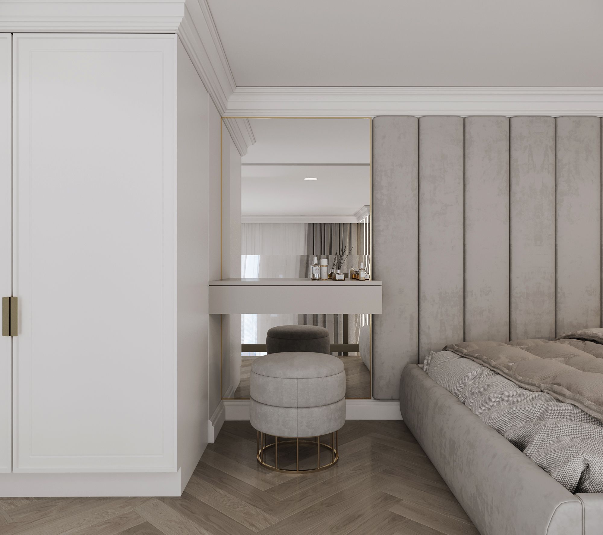 Дизайн спальни в двухуровневой квартире