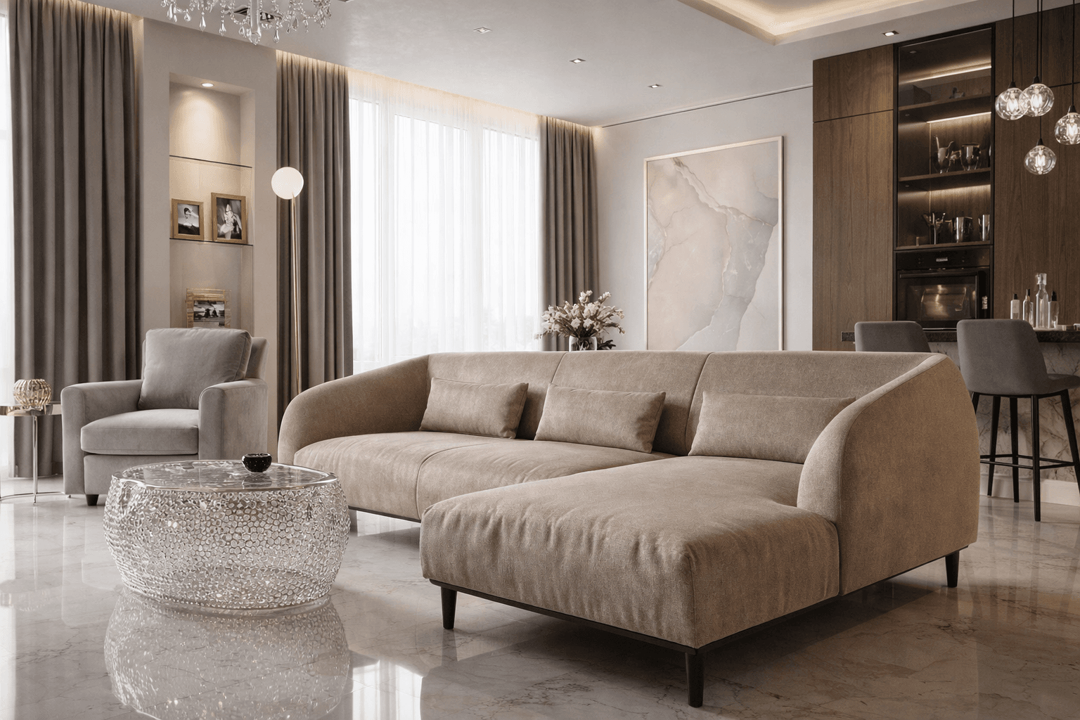 дизайн интерьера гостиной в ЖК LIFE-Кутузовский