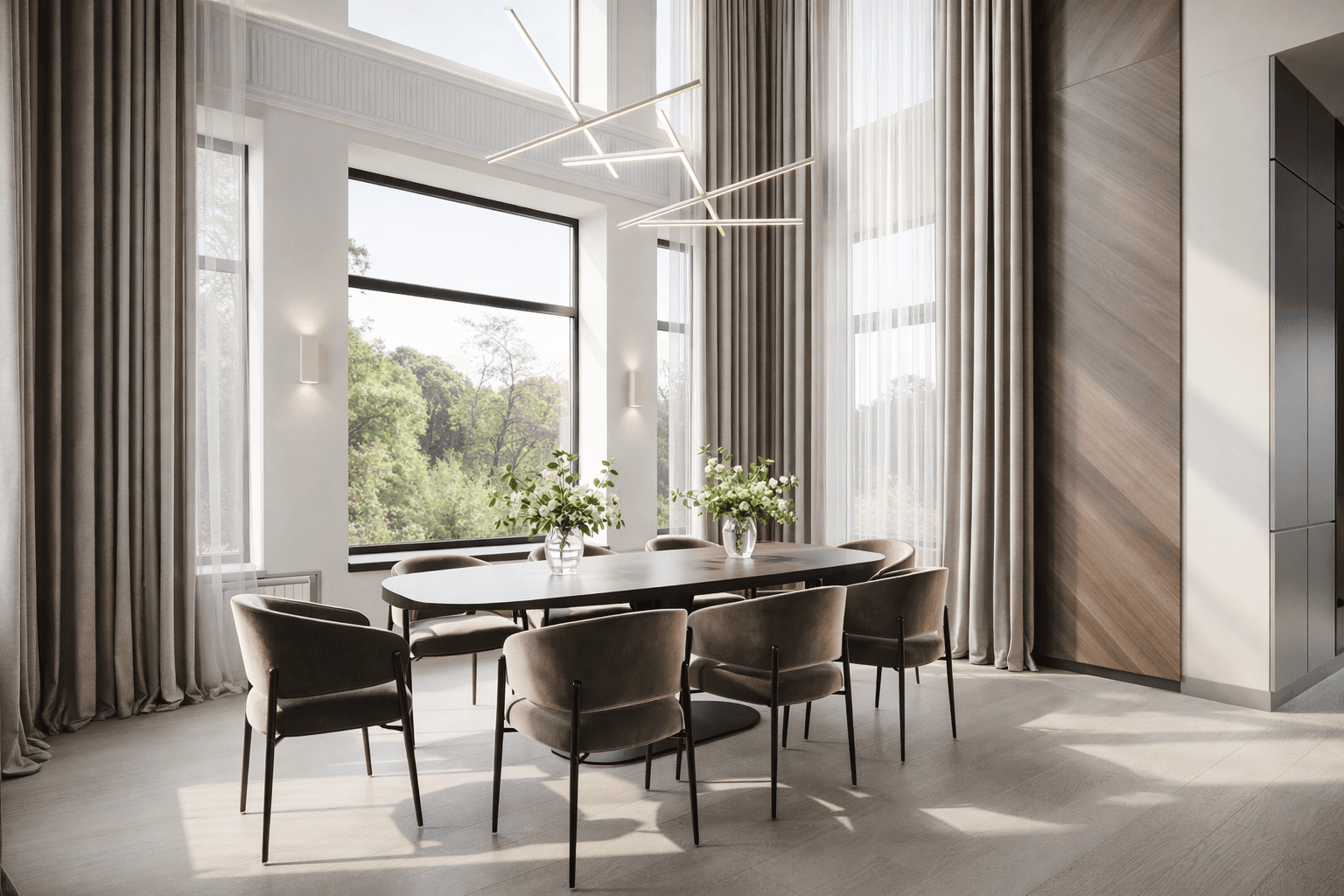 Столовая  в загородном доме со вторым светом