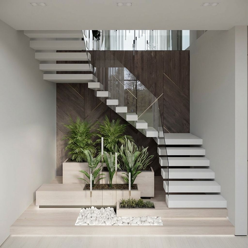 Дизайн лестницы со вторым светом в загородном доме