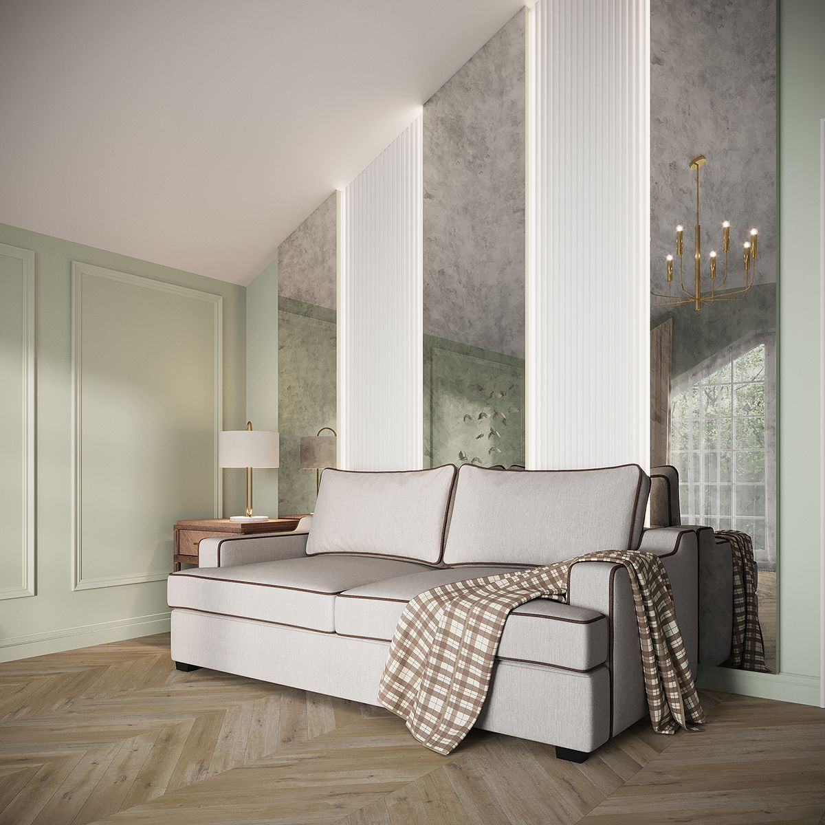 Дизайн интерьера домашнего кабинета в мятных тонах 