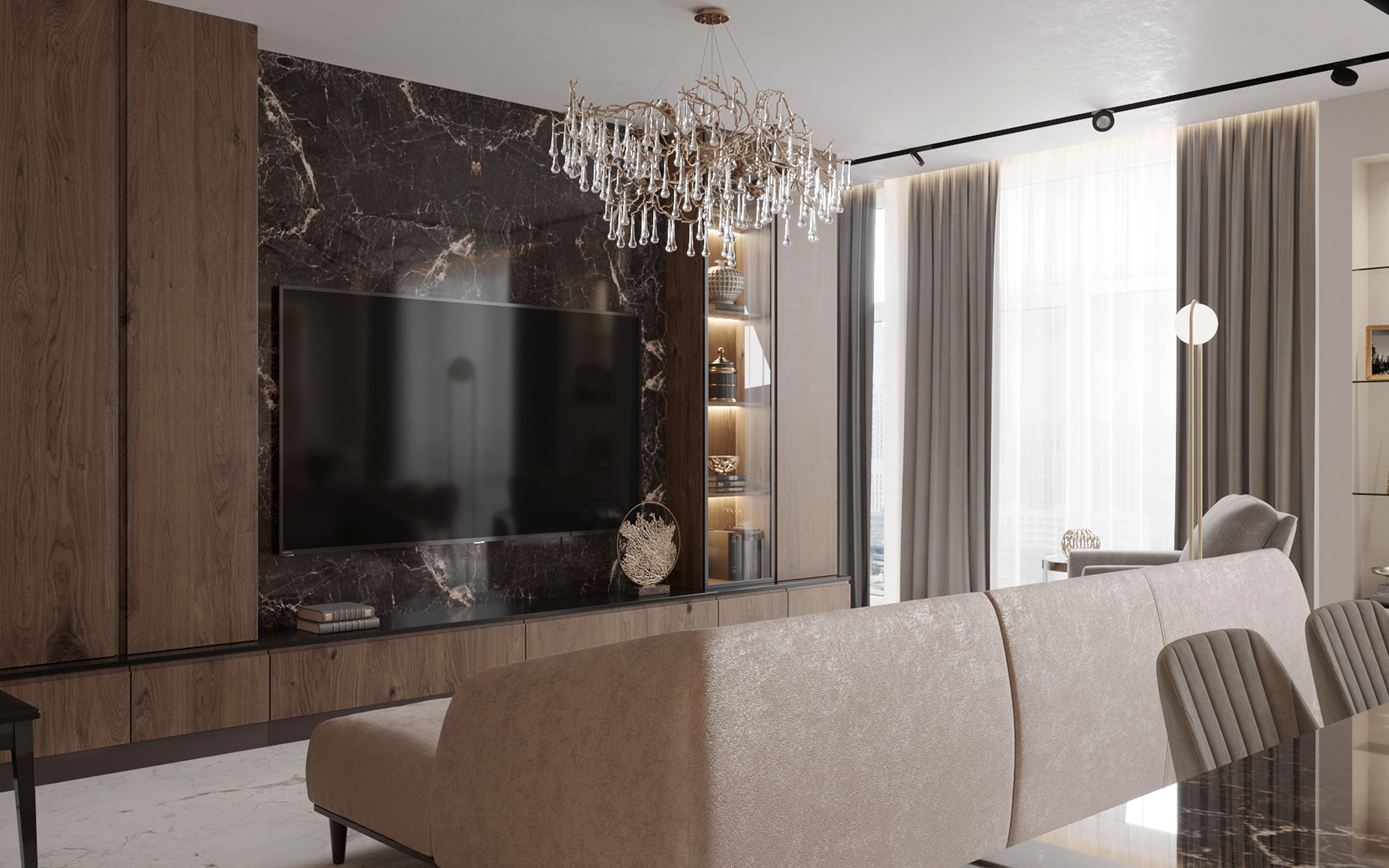 дизайн интерьера гостиной в ЖК LIFE-Кутузовский