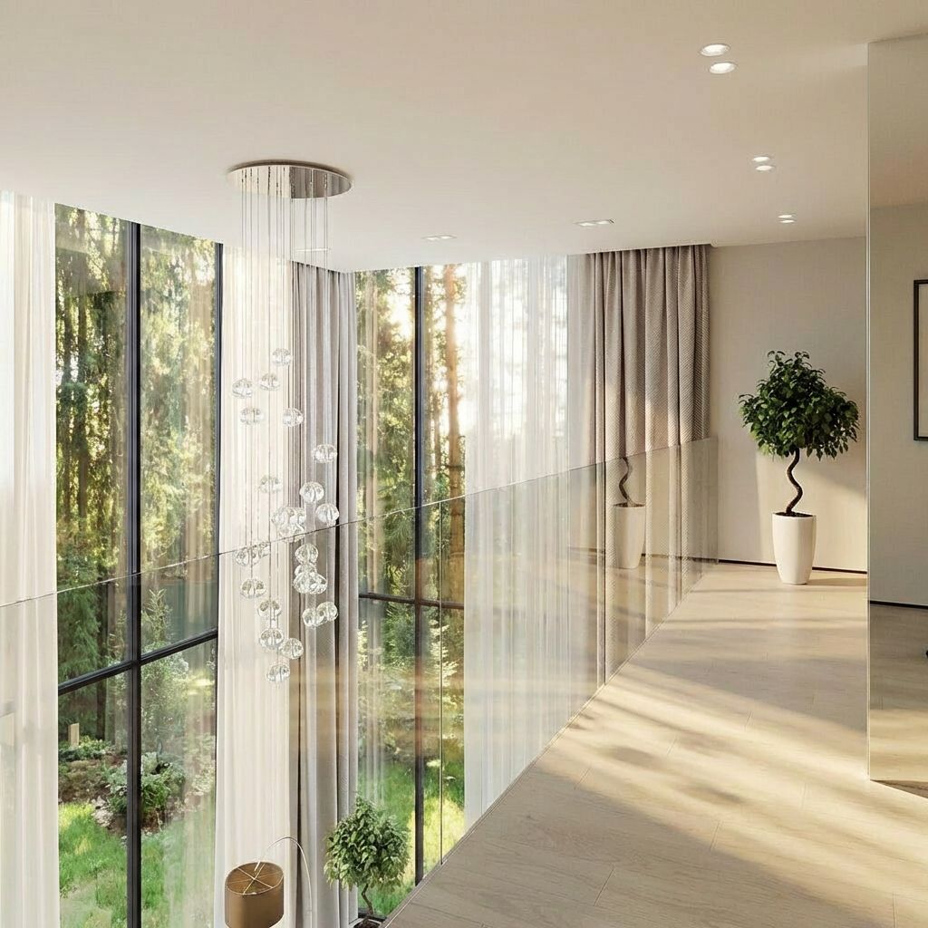 Дизайн лестницы со вторым светом в загородном доме