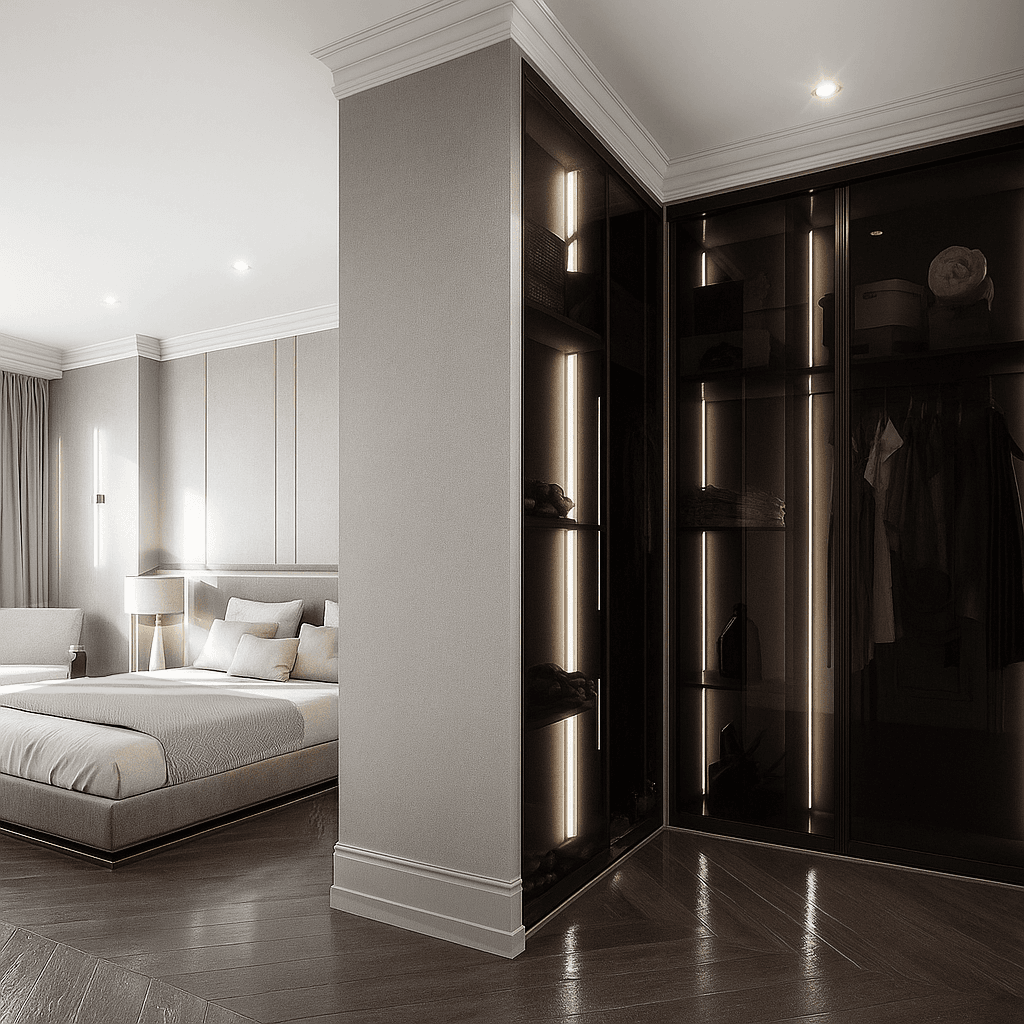 дизайн открытой гардеробной