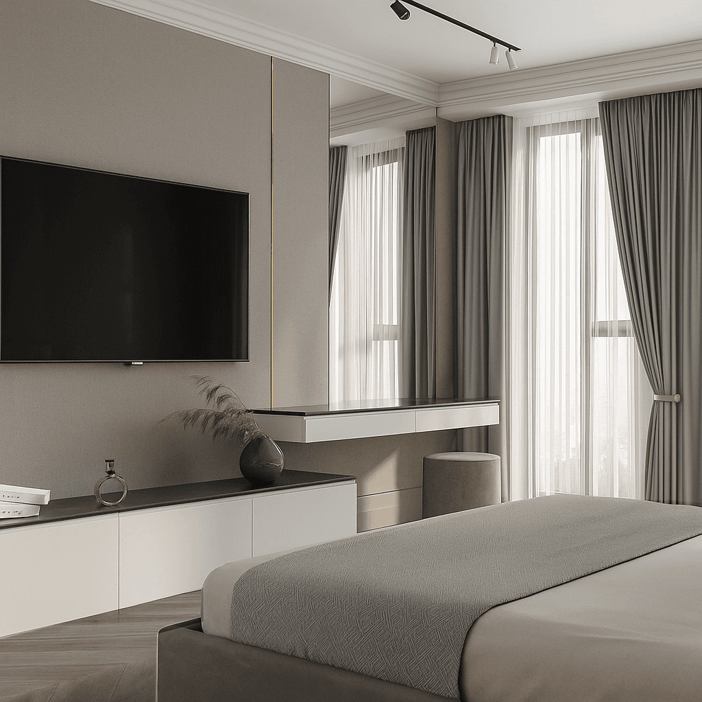 дизайн спальни в мятных тонах ЖК Sky Hous